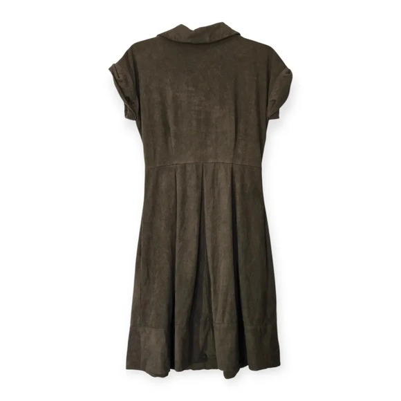 Vakko for I.N.C. | Olive Green Micro Suede Fit Flare Shirt Dress Sz S - Picture 2 of 9
